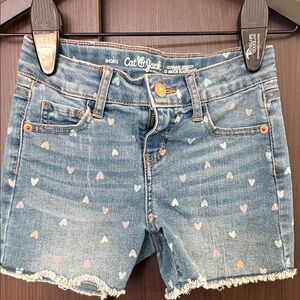 Cat & Jack Kids' Denim Shorts with Heart Pattern